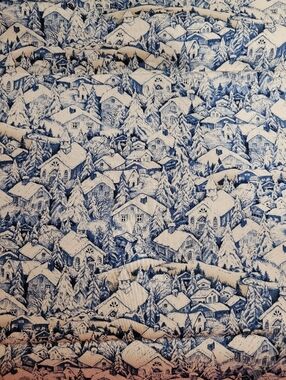 Christmas Toile By Moda 100% Cotton Fabric Blue 5+ Yards (0780)